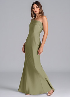 Azazie Driea Brautjungfernkleider Meerjungfrau-Linie One-Shoulder Stretch-Satin Kleid Pistazie image6