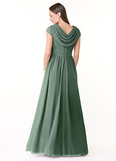 Azazie Organa Robes de demoiselle d'honneur Robe Trapèze en Mousseline de soie Plissée Eucalyptus image2