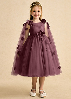 Azazie Staria Blumenmädchenkleider Ballkleid Gestreift Tüll Kleid Sangria image6