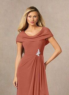Azazie Mary Vestidos para mãe da noiva Vestido Argila de Chiffon de Linha A com Fenda Lateral image5