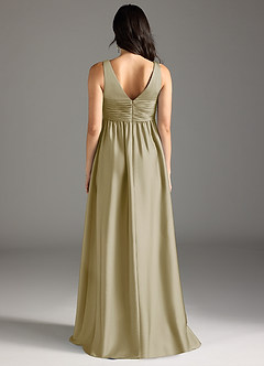 Azazie Yetta Maternity Bridesmaid Dresses A-Line Pleated Stretch Satin Floor-Length Dress image7
