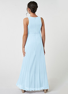 Azazie Lindie Junior Sky Blue A-Line Pleated Chiffon Dress image2