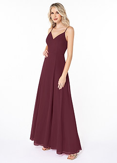 Azazie Lena Bridesmaid Dresses Cabernet A-Line Lace Chiffon Dress image3