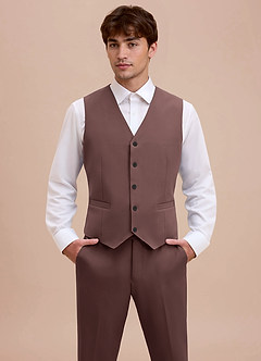 front Ethan Espresso Refined Weave Suit Vest