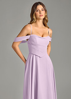 Azazie Chelsey Vestidos de damas de honor Vestido de Lila Esmerilada de Gasa de Corte en A Convertible con Vestidos sin tirantes image2