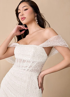 Azazie Eos Vestidos de novia Vestido de Diamante Blanco de Cuentas de Corte Sirena con Vestidos sin tirantes image6