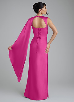 Azazie Taj Brudtärnklänningar Klänning av Sjöjungfru i Stretch Satin Korsett Fuchsia image2