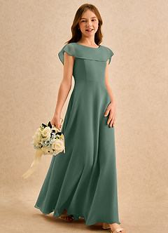 Azazie Kittie Girls Formal Flower Girl Dresses Eucalyptus A-Line Chiffon Dress image4