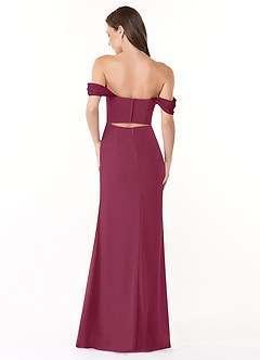 Azazie Lynnie Brautjungfernkleider Wandelbar Meerjungfrau-Linie Schulterfrei Chiffon Kleid Maulbeerrot image3