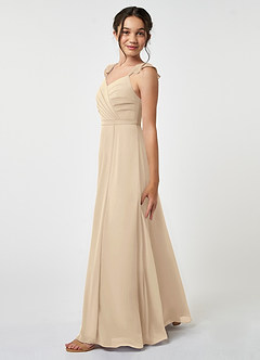 Azazie Emily Junior Champagne A-Line Ruched Chiffon Dress image3