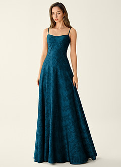 Sagepren Navy Black Jacquard Corset Prom Dress image3