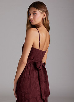 Azazie Nathalia Bridesmaid Dresses Cabernet A-Line Bow Floral Burnout Dress image6