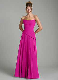 Azazie Gabriela Vestidos de damas de honor Vestido Fucsia de Gasa de Línea A con Corsé image7