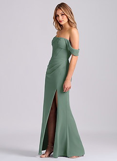 Azazie Joanne Final Sale Black Mermaid Off the Shoulder Chiffon Dress image3