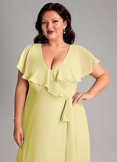 Azazie Lainey Bridesmaid Dresses Lemon Sorbet A-Line with Pockets Chiffon Dress image6