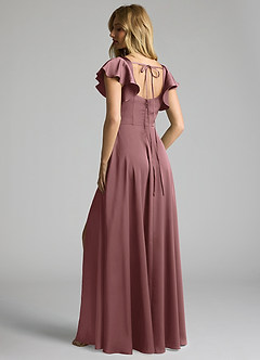 Azazie Bondi Bridesmaid Dresses Vintage Mauve A-Line Bow Stretch Satin Dress image3