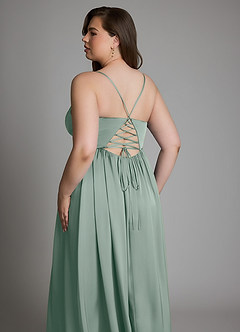 Azazie Aaida Kleider zum Anprobieren zu Hause A-Linie Korsett Stretch-Satin Kleid Smaragd image12