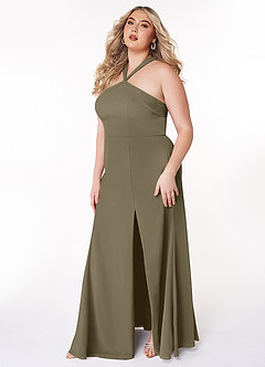 Azazie Rue Abiti da Damigella Abito A-Line in Chiffon con Scollo Halter Willow Green image9