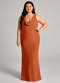Azazie Rylina Bridesmaid Dresses Burnt Orange Mermaid Pleated Chiffon Dress image7