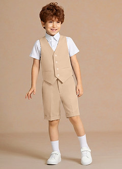 front Oliver Tan 3-Piece Boys Vest & Shorts Set