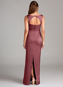 Azazie Flori Bridesmaid Dresses Desert Rose Sheath Side Slit Stretch Satin Dress image2