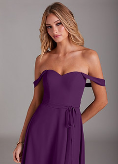 Azazie Aaron Bridesmaid Dresses Grape A-Line Off the Shoulder Chiffon Convertible Dress image7