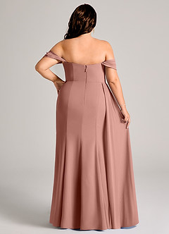 Azazie Amyra Bridesmaid Dresses Cedar Rose Sheath Off the Shoulder Chiffon Convertible Dress image15