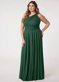 Azazie Charlize Abiti da Damigella Abito A-Line in Maglia Monospalla Verde Scuro image8
