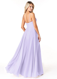 Azazie Emerald Bridesmaid Dresses Lilac A-Line Ruffled Chiffon Dress image3