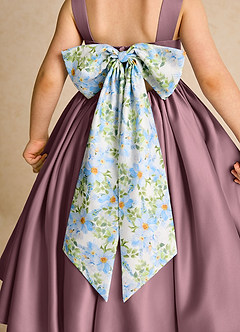 Azazie Doodlebug vestidos de niña de las flores Vestido de Malva Vintage de Satin Mate de Corte En A con Lazo image5