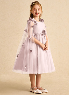 Azazie Staria Robe Demoiselle D'honneur Fillette Robe Princesse en Tulle Drapé Rose Pâle image8