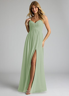 Azazie Alia Bridesmaid Dresses Dusty Sage A-Line Pleated Chiffon Dress image3