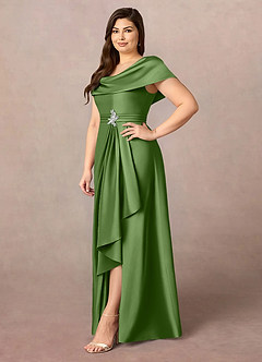 Azazie Branford Abiti per la Madre della Sposa Abito A-Line in Raso Elasticizzato Plissettato Basilico image11