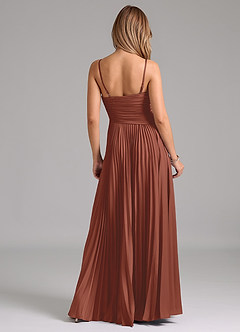 Azazie Vini Bridesmaid Dresses Auburn A-Line Pleated Stretch Satin Dress image6