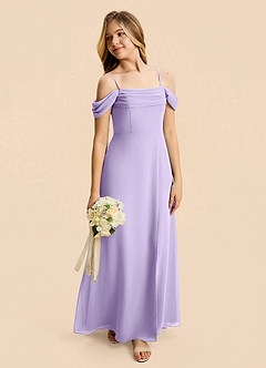 Azazie Lilly Junior Lilac A-Line Pleated Chiffon Dress image5