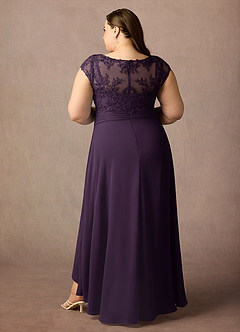 Azazie Irmeli Mother of the Bride Dresses Plum A-Line Lace Chiffon Dress image8