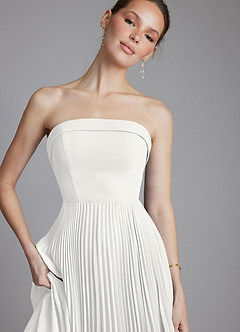 Azazie Mariana Bridesmaid Dresses White A-Line Strapless Chiffon Dress image3