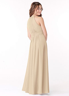 Azazie Bonnie Junior Champagne A-Line Pleated Chiffon Dress image3