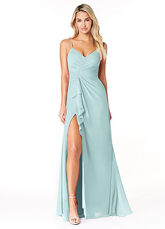 Azazie Emerald Final Sale Mist A-Line Ruffled Chiffon Dress image4