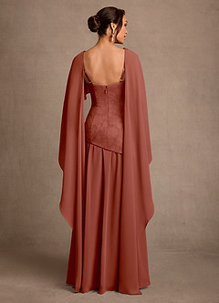 Azazie Flossie Kleider für die Brautmutter A-Linie Plissee Chiffon Kleid Rotbraun image2