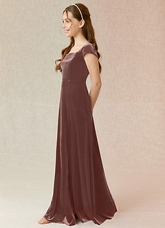 Azazie Gabi Junior Espresso A-Line Velvet Dress image5