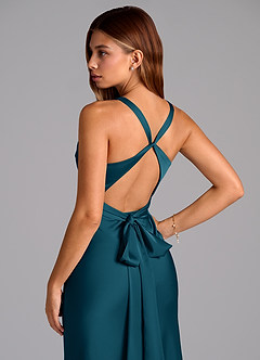 Azazie Hati Brudtärnklänningar Klä av Sjöjungfru i Stretch Satin Bläckblå image2