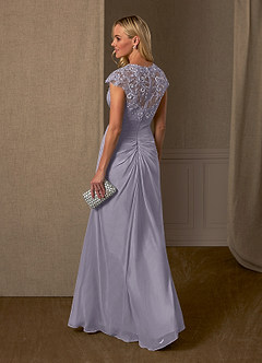 Azazie Birdie Mother of the Bride Dresses Fog A-Line Queen Anne Sequins Chiffon Dress image17