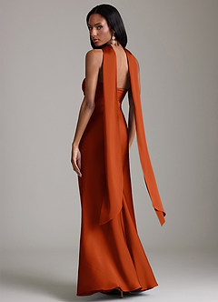 Azazie Saylor Brudtärnklänningar Klä av Sjöjungfru i Stretch Satin Axelbandslös Paprika image8