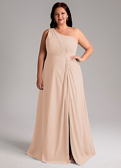 Azazie Brooke Bridesmaid Dresses English Rose A-Line One Shoulder Chiffon Dress image8