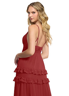 Azazie Rachel Final Sale Rust A-Line Chiffon Dress image5