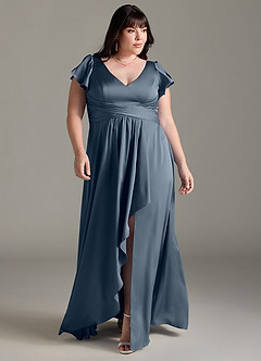 Azazie Omari Brautjungfernkleider A-Linie Stretch-Satin Kleid Zwielichtviolett image7