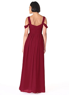 Azazie Lianne Bridesmaid Dresses Burgundy A-Line Off the Shoulder Chiffon Dress image4