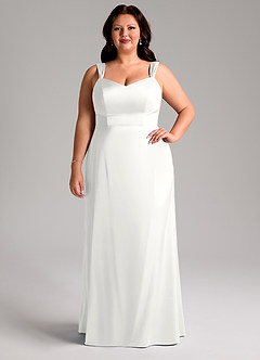 Azazie Denice Suknie dla druhen Osłona Pofałdowany Satyna elastyczna Do ziemi Sukienka image8