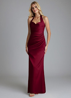 Azazie Minnow Final Sale Burgundy Mermaid Sweetheart Neckline Stretch Satin Dress image6